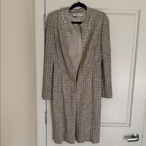 St. John Beige Coat with Sequin Accents